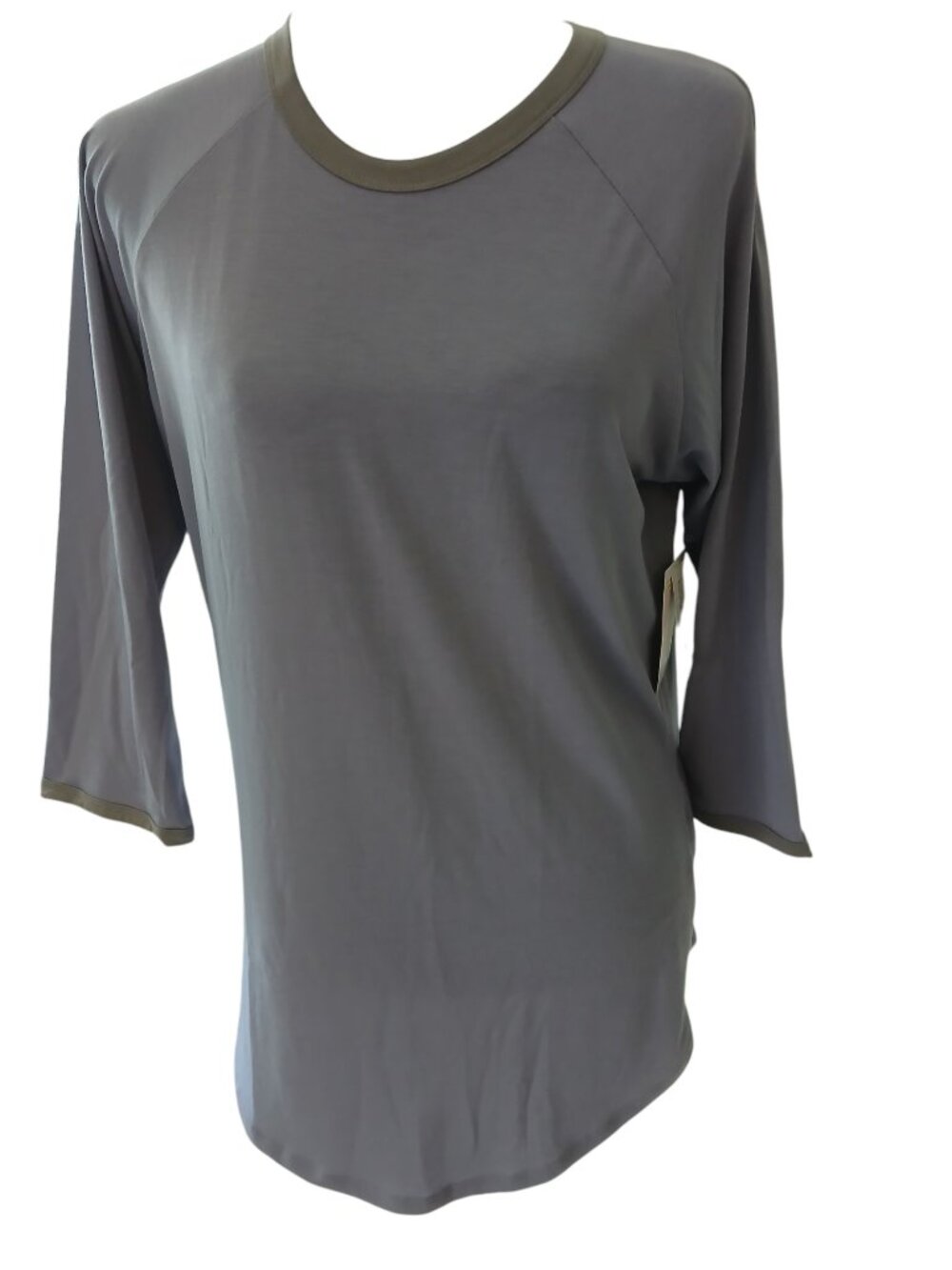 LuLaRoe RANDY Blue/Gray with Gray border 3/4 sleeve Round Neck Women Size M #002